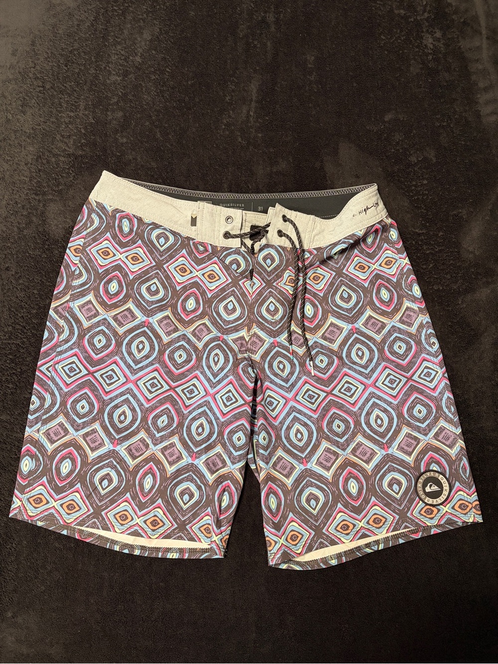 Quiksilver Men’s Diamond Geo Swim Shorts - Purple & Blue Multi
